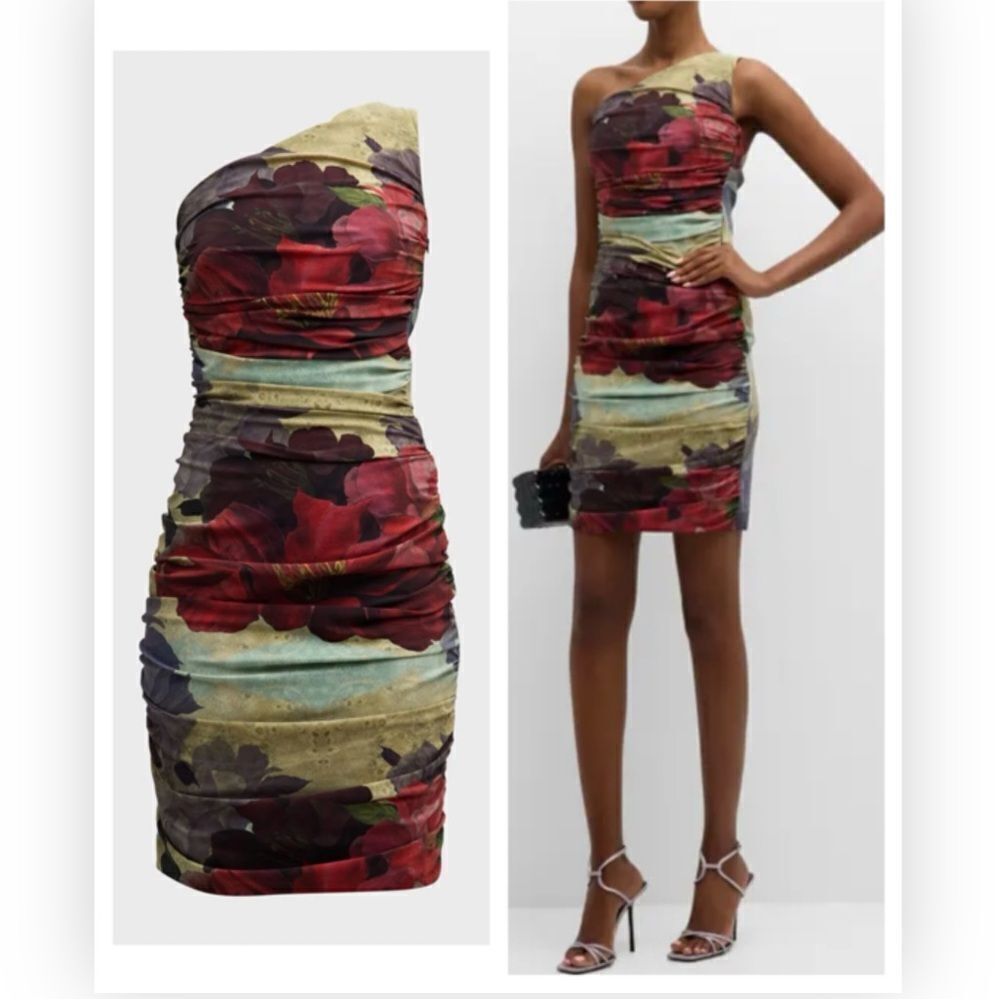Chiara Boni La Petite Adad One-Shoulder
Floral-Print Mini Dress 14 NWT $890